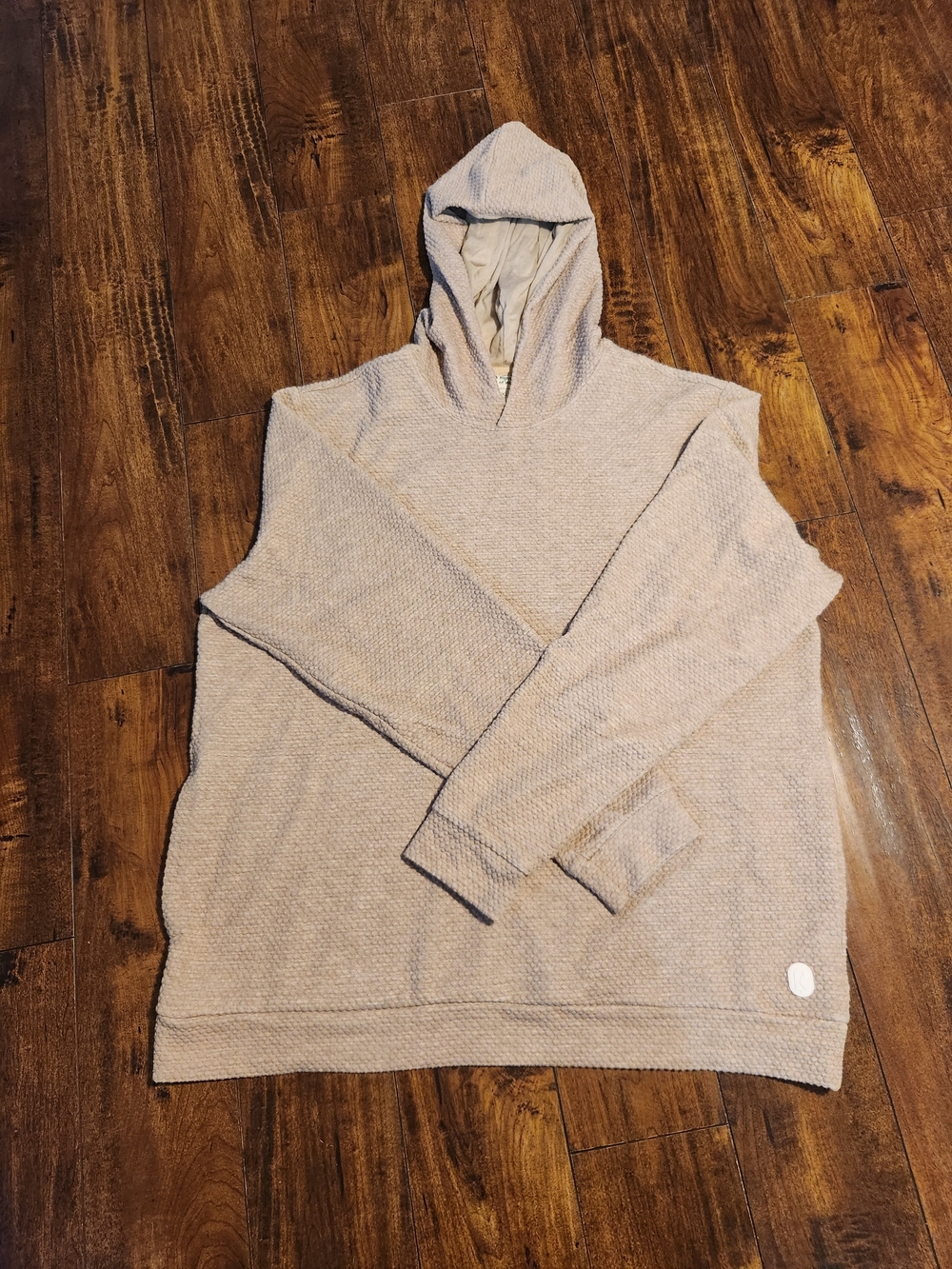 Relaxed Hooded Knit Pullover Sweatshirt - Light Taupe